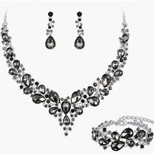NEW Sparkling Bling Swarovski Crystal Rhinestone Wedding Necklace Set + …